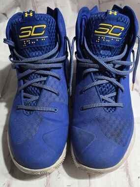 Under Armour Royal Blue SC Sneakers with Yellow Logo